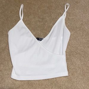 Shein white cross over tank